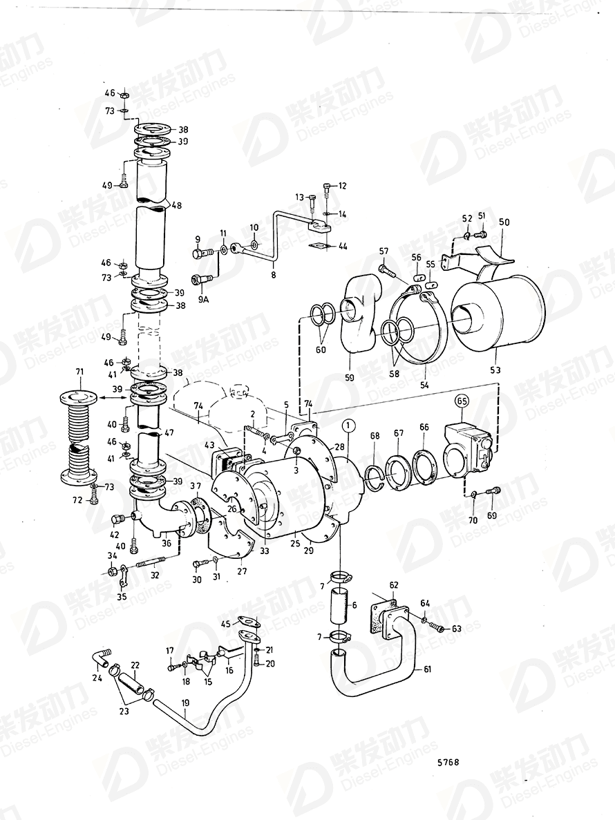 volvo penta Exhaust pipe elbow 822594 Drawing volvo penta Exhaust pipe elbow 822594 Drawing